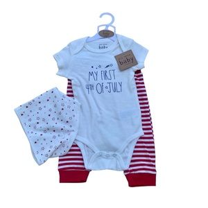NWT Rae Dunn Baby 3 Piece 4th of July Set Unisex 6-9 Months